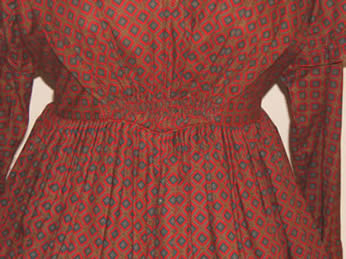 1840 Diaper Print Dress Front Detail