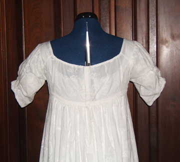 White Cotton Embroidered Regency Daydress -  Back Detail