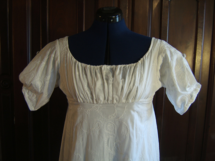 White Cotton Embroidered Regency Daydress - Front Detail