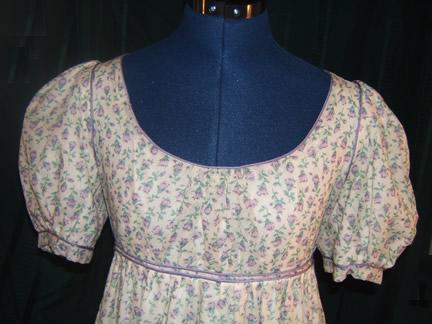 Cotton Print Empire Dress - Bodice Detail