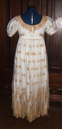 Gold Net Embroidered Regency Gown Back