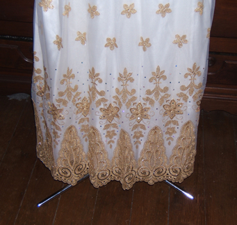 Gold Net Embroidered Regency Gown - Hem Detail